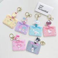 Sanrio Kawaii ผู้ถือบัตร Kuromi พวงกุญแจอะนิเมะจี้คิตตี้พลาสติกเชือกเส้นเล็ก Cinnamoroll ผู้ถือบัตรเครดิตของเล่นสำหรับสาวๆของขวัญ