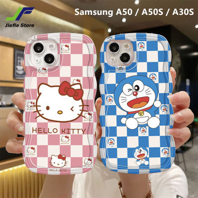 JieFie ใหม่ Hellokitty เคสโทรศัพท์รูปการ์ตูนสำหรับ Samsung A50 / A50S / A30S โดราเอมอนขอบลอนน่ารักกันกระแทกทันสมัย