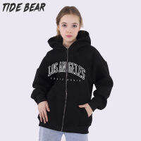 TIDE BEAR เสื้อสเวตเตอร์มีซิปใหม่สำหรับผู้ชายและผู้หญิง,เสื้อกันหนาวโค้ทพิมพ์ลายแคลิฟอร์เนีย