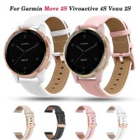 【CC】❧﹍◈  Vivoactive 3S Leather Venu 2S/Rey/Forerunner 265S 255S Wristbands Gold Buckle 18mm