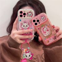 เคสโทรศัพท์กระจกฝาพับรูปแมวการ์ตูนแมวสีเพชรน่ารักสำหรับ iPhone 14 11 12 13 Pro Max เคสซิลิโคนจี้น่ารัก