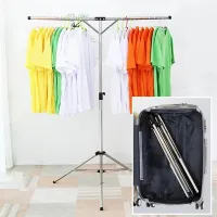 Portable Foldable Drying Rack  Outdoor Camping Travel Drying Rod  Clothes Hanging Horse Floor Stand 82-140CM Retractable Coat Clothes Hangers Pegs