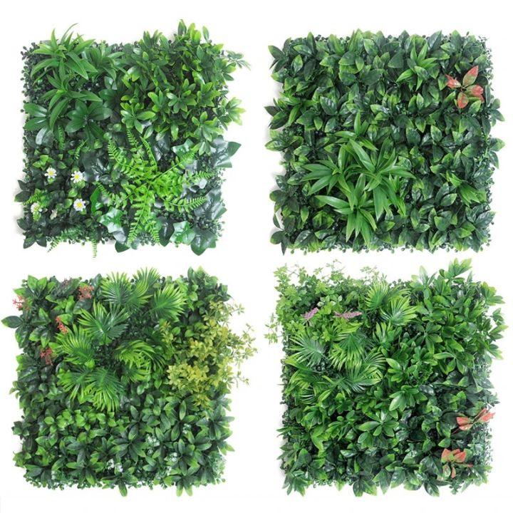50x50เซนติเมตร3d-พืชเทียมผนังแผงพลาสติกกลางแจ้งสีเขียวสนามหญ้า-diy-ตกแต่งบ้านฉากหลังแต่งงานสวนหญ้าผนังน้ำท่วม-w-aller