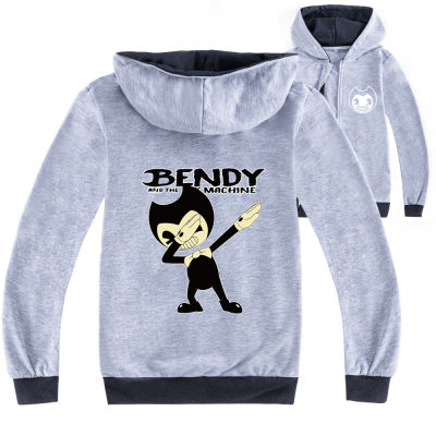 Bendy And The Ink Machine Jacket For Boys 15 Years Old Girls Hooded Zipper Sweater Cotton + Polyester Long Sleeve Boy S 3-16 Yrs Spring And Autumn Black/grey Kid S Clothing ซื้อทันทีเพิ่มลงในรถเข็น