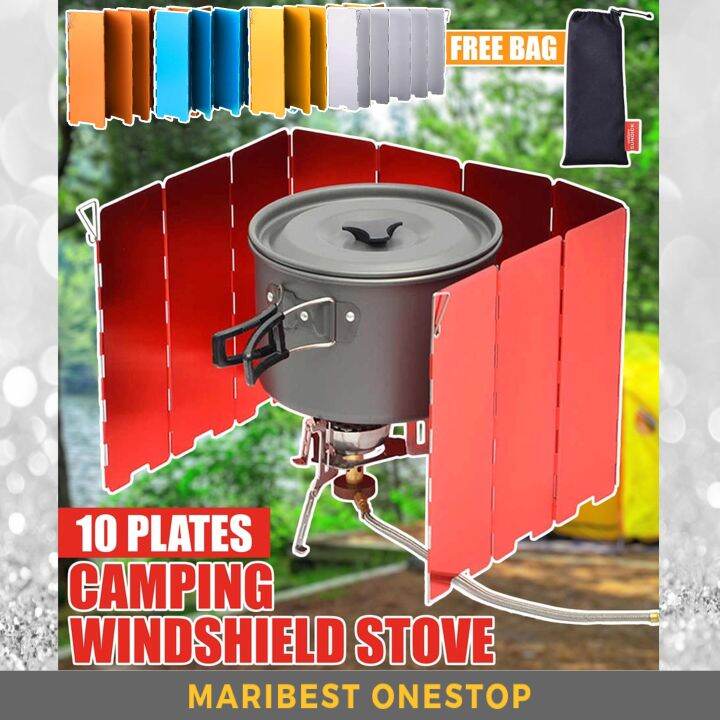 SUNDICK RED / ORANGE Foldable Outdoor Stove Windscreen 10 Plates
