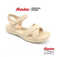 ✣❧ BATA COMFIT รองเท้าเพื่อสุขภาพแบบรัดส้น รองเท้าลำลอง สวมใส่ง่าย รองรับน้ำหนักเท้า สูง 1 นิ้ว สำหรับผู้หญิง สีเบจ รหัส 6618704