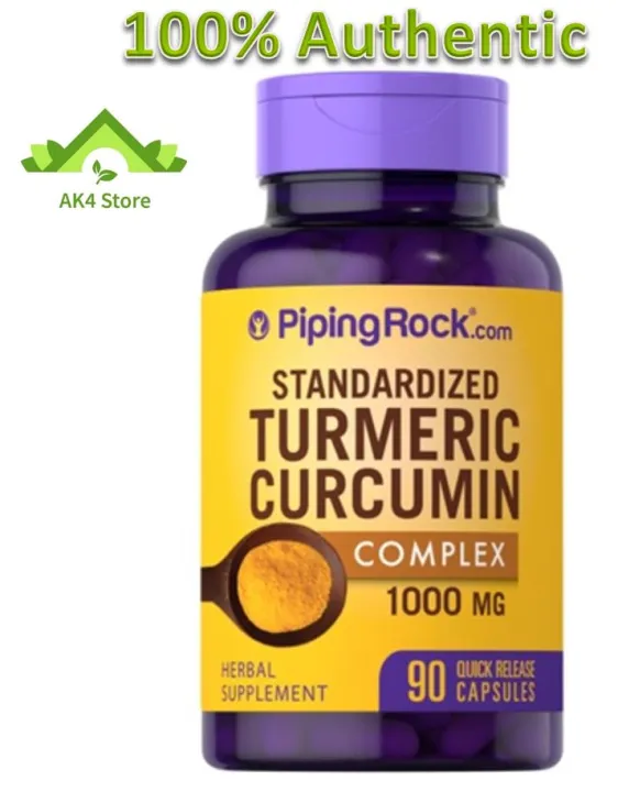 Standardized Turmeric Curcumin Complex 1000 mg 90 Capsules, Joint Health and Mobility, Piping