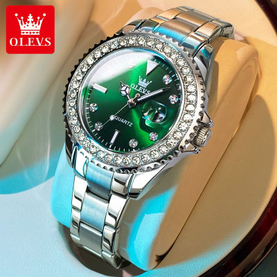 สินค้าใหม่! นาฬิกาสุภาพสตรียอดนิยม OLEVS ลดราคาแบรนด์2023นาฬิกา Rolex กันน้ำหรูหราเพชรสำหรับผู้หญิง
