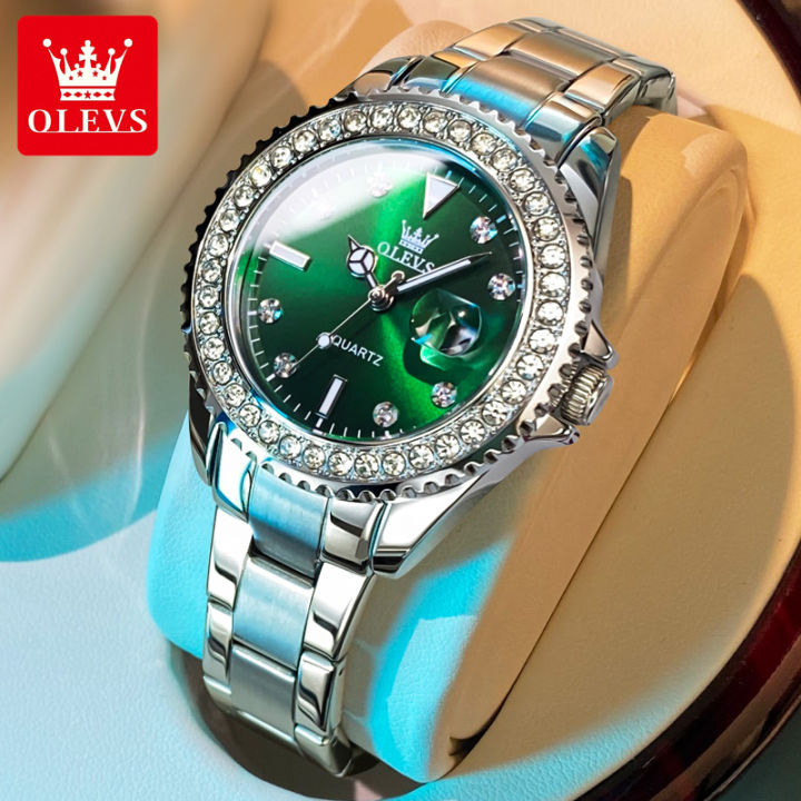 สินค้าใหม่-นาฬิกาสุภาพสตรียอดนิยม-olevs-ลดราคาแบรนด์2023นาฬิกา-rolex-กันน้ำหรูหราเพชรสำหรับผู้หญิง