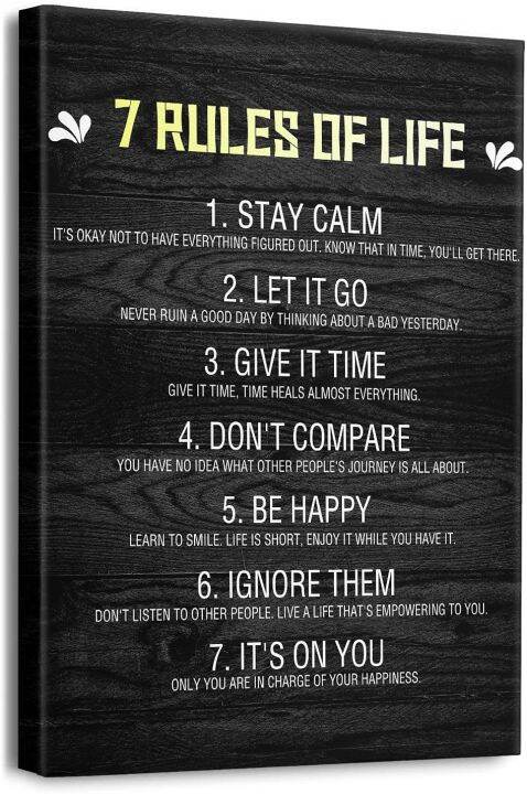 Inspirational Quotes Wall Art For Office Rules Of Life Motivational 