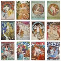 2023卍❀ Retro Woman Alphonse Mucha Canvas Art Paintings Mural Poster and Prints Canvas Picture for Living Room Cuadros Home Decoration