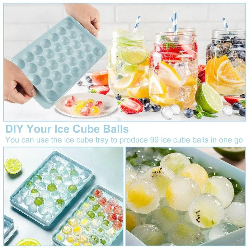 Ice Cube Trays With Lid & Bin Round Ice Mold Making for freezer 99