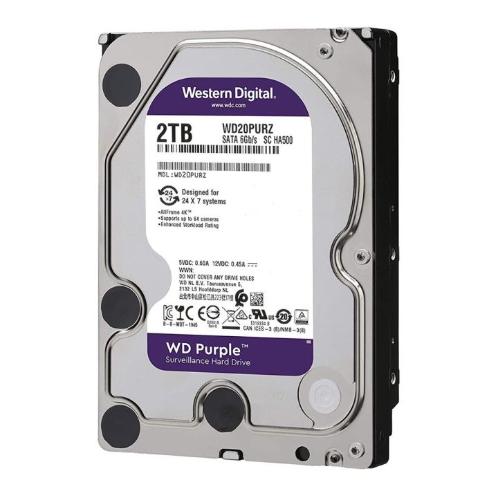 WD 2TB Purple 3.5 HDD CCTV - WD20PURZ (สีม่วง) รับประกัน 3 ปี TRUSTED BY SYNNEX