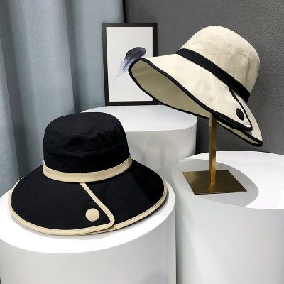 Korean Fisherman Hat Womens Sun-Shade All-Match Big Brim Sun Hat UV Protection Cover Face Big Brim Sun Protection Hat Summer