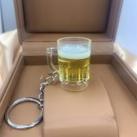 New Simulation Beer mug keychain Men And Women Couple Key Chain Bag Pendant Wholesale