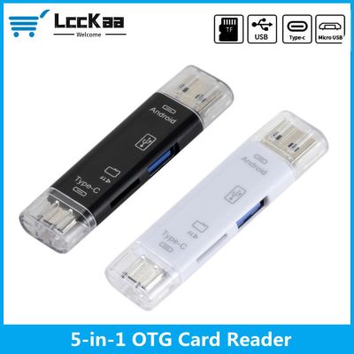 LccKaa Type C & ไมโคร USB 5 In 1 OTG แฟลชไดร์ฟเครื่องอ่านการ์ดความเร็วสูง USB3.0บัตร TF OTG แบบสากลสำหรับโทรศัพท์แอนดรอยด์