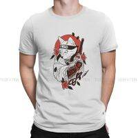 Samurai Cat Ninja Japanese Polyester T-Shirt เสื้อยืดคอกลมสำหรับผู้ชาย