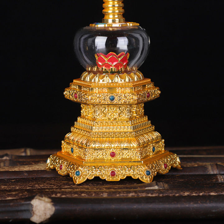 original-quality-คริสตัลขนาด6นิ้ว-stupa-stupa-ประกอบด้วยและทำให้ทองโพธิ์-stupa-เครื่องประดับของพระธาตุ-tantric-ของพระธาตุพระพุทธรูปทิเบตเนปาล