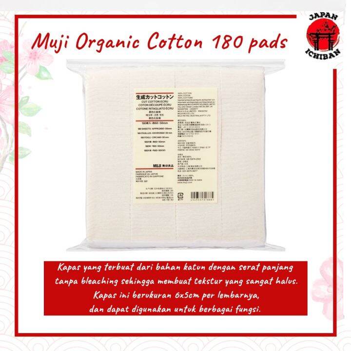 MUJI Organic Cotton 180 pads Kapas Wajah Muji Original Japan Lazada