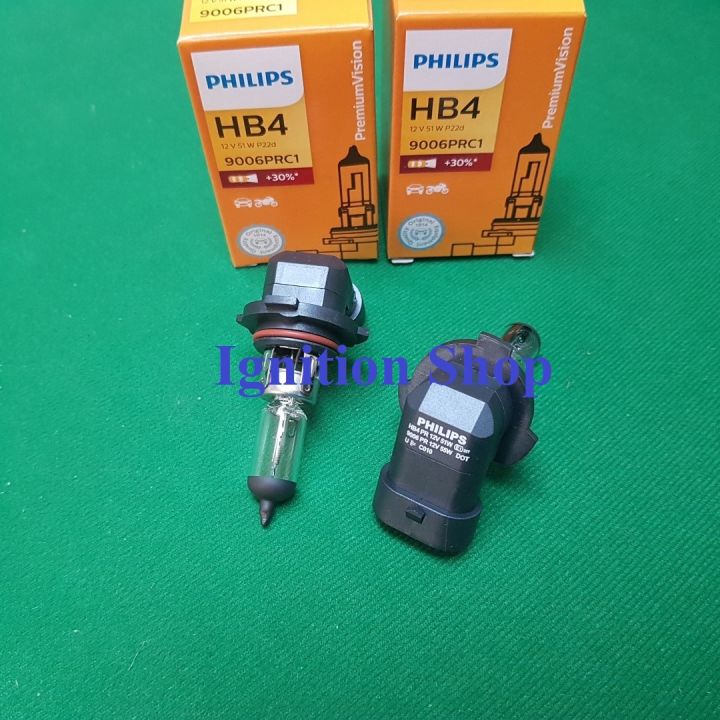 หลอดไฟ-รถยนต์-hb4-philips-12v-51w-p22d-premium-vision-30-9006prc1-จำหนวน-2-หลอด-ประกัน-3-เดือน