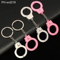 Creative Men Women Handcuffs Shape Pendant Keychain Keyring Pink and Silver Color Key Ring Punk Jewelry Gift keyfob