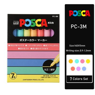 POSCA Marker Pen Set PC-1M PC-3M PC-5M POP Advertising Poster Graffiti Note Pen Painting Hand-painted