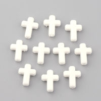 100pc Opaque Acrylic Beads Cross White 16x12x4.5mm