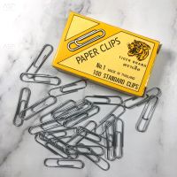 ลวดเสียบกระดาษ ตราเสือ Paper Clips No.1 ลวดเสียบ แบบหัวกลม คลิปหนีบกระดาษ (1 กล่องเล็ก)