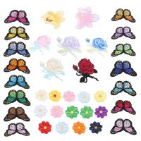 36 PCS Butterfly Flowers Iron on Patches Colorful Sew on Appliques Embroidery Badge Logo Patch Applique Roses