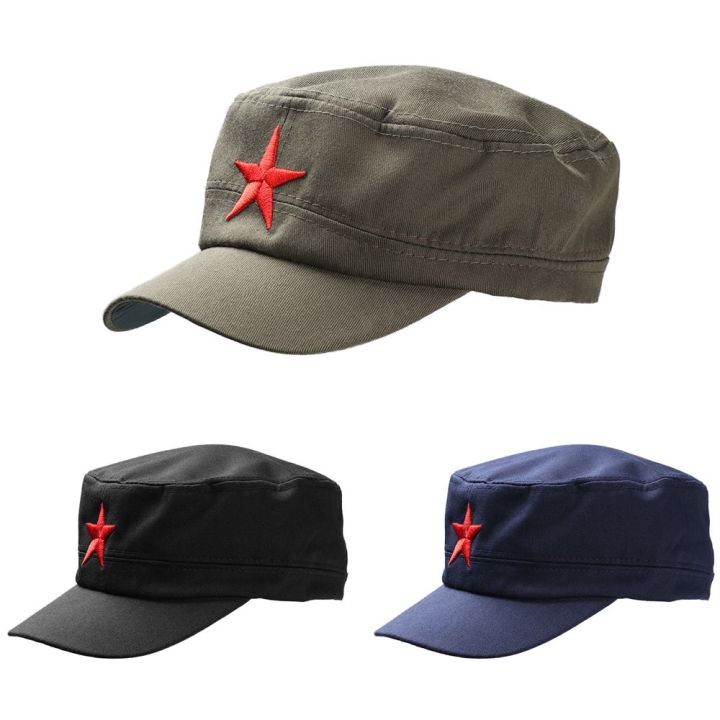 AAYEYIH Unisex Cotton Classic Plain Cap Army Hat Red Star Sun Hats ...