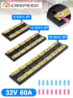 แผงกระจายพลังงาน60A 6P 32V 12 Way แผงสายไฟไนลอนคู่แถวคู่สำหรับรถยนต์เรือ RV