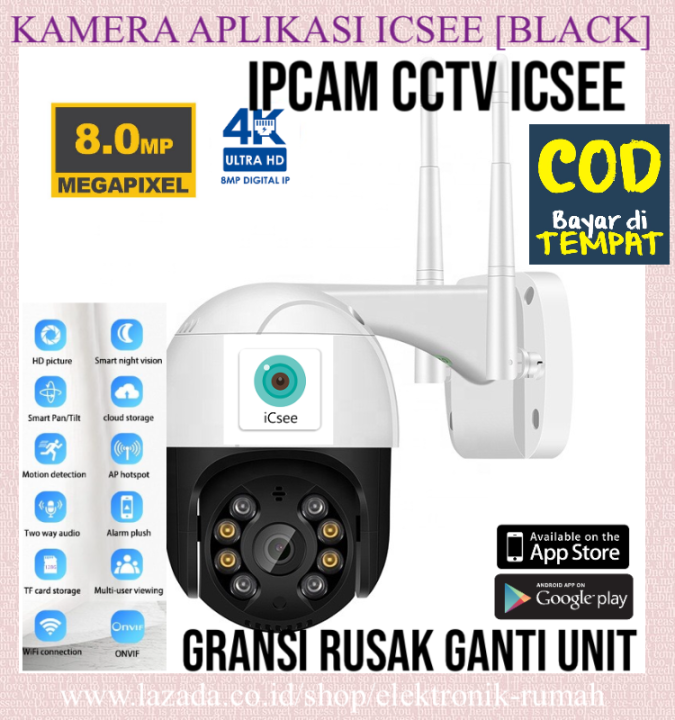 [ KAMERA APLIKASI ICSEE BLACK ] Kamera Ipcam cctv Aplikasi ICSEE oudoor