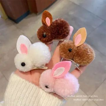 KONTONTY 4Pcs Wool Felt Fun Black Hair Clips DIY Rabbit Bunny Cosplay  Supplies Bunny Ear Charms Wool Felt Ears pom poms Crafts Bunny Hair Clips  Felt