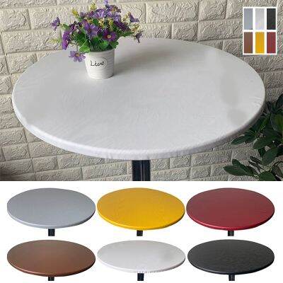 【CW】 Round Table Cover Oil-proof Protector No Polyester Tablecloth Elastic Edged sizes