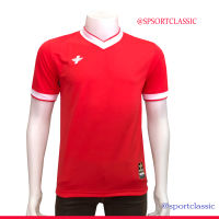 เสื้อคอวีสีแดง ขอบขาว เนื้อผ้านุ่ม สวมใส่สบาย ซักง่ายแห้งไว เสือกีฬา แบรนด์ okane sport ระบายอากาศได้ดี ซึมซับเหงื่อทันที