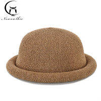 Fibonacci 2022 New Female Mushroom Brim Fedoras Cotton Linen Knit Summer Autumn Trilby Hat Dome Bowler Women Hats