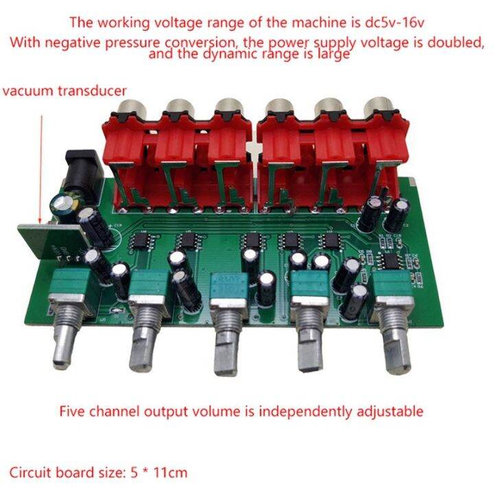 stereo-audio-mixer-1-input-5-output-multi-channel-audio-source-distributor-rca-interface-for-power-amplifiers