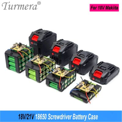 Turmera 18V 21V Screwdriver Battery Case 5X 10X 15X 20X 18650 Holder 5S 50A BMS Welded Nickel for 6Ah to 14Ah Electric Drill Use