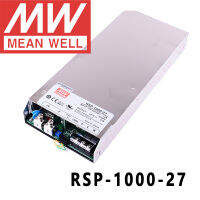 Original Mean Well RSP-1000-27 Meanwell 27V 0-37A 999W เอาต์พุตเดี่ยวพร้อมฟังก์ชั่น PFC 1U แหล่งจ่ายไฟโปรไฟล์ต่ำ