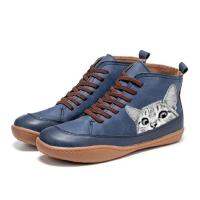 2022 British PU Women S Shoes Fashion Mid-Top Boots Large Size Print Pattern European And American Round Toe Women S Shoes