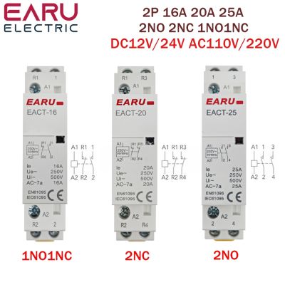 DC12V 24V AC110V 220V 50/60Hz 2P 16A 20A 25A 2NO 2NC 1NO1NC Din Rail Mounted Household Modular AC Contactor for Smart Home House