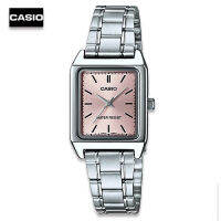 Velashop นาฬิกาข้อมือผู้หญิงคาสิโอ Casio สายสเตนเลสสีเงิน/ หน้าปัดสี่เหลี่ยมสีชมพู รุ่น LTP-V007D-4EUDF,LTP-V007D-4E, LTP-V007D