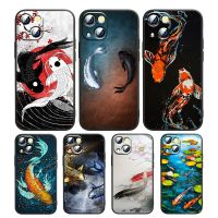 Koi fish Yin Yang Art Phone Case For Apple iPhone 14 13 12 11 SE XS XR X 7 8 mini Plus Pro MAX 2020 Black Soft FUnda TPU Cover  Screen Protectors