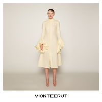 VICKTEERUT (ราคาปกติ 16,500-.) Point Collar Shirt Dress with Ruffle Cuffเชิ้ตเดรส ปกแหลม ปลายแขนระบาย