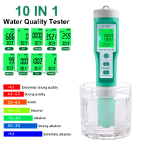 VOVA เครื่องวัดคุณภาพน้ำ10 In 1 Ph/ec/tds/orp/ H2/อุดมสมบูรณ์/ความเค็ม/S.g/resistition/temp เครื่องทดสอบอเนกประสงค์ดิจิทัลสำหรับพิพิธภัณฑ์สัตว์น้ำ