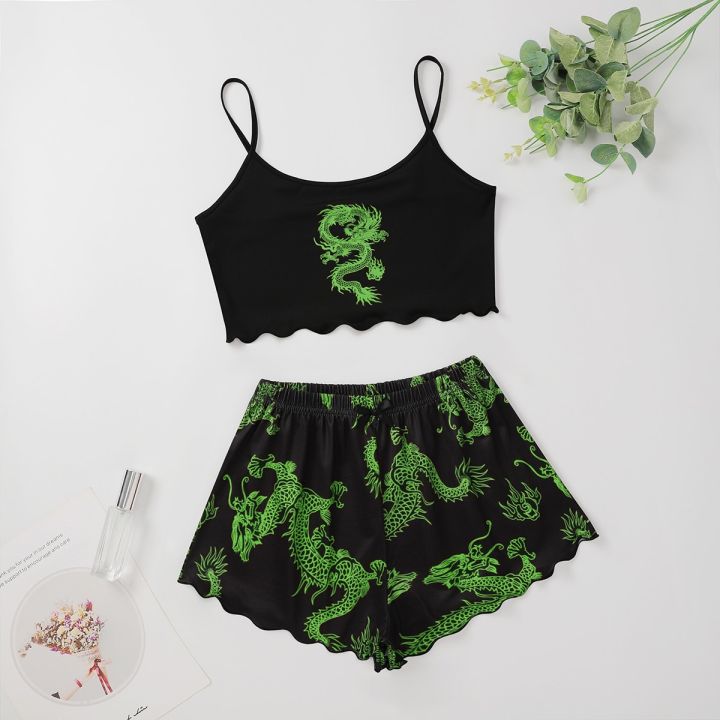 new-style-lady-s-summer-chinese-dragon-print-camisole-with-shorts-pajama-set-comfortable-home-wear-sleepwear-underwear