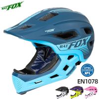 BATFOX Seluruh Wajah หมวกนิรภัย Mtb สำหรับเด็กหมวกกันน็อกขี่จักรยานถอดออกได้สำหรับกีฬากลางแจ้งหมวกขี่จักรยานสำหรับเด็กชุดเบาะเข่า