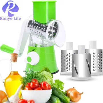 Stainless Steel Rotary Cheese Grater Manual Handheld Cheese Slicer Shredder  Cutter with 3 Drum Blades Hand Crank Kitchen Tool