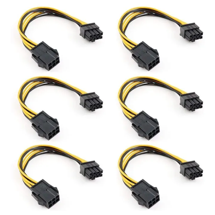 6Pcs 6Pin To 8Pin Power Adapter, PCI Video Graphics Card Power Adapter VGA Extension Cable Video
