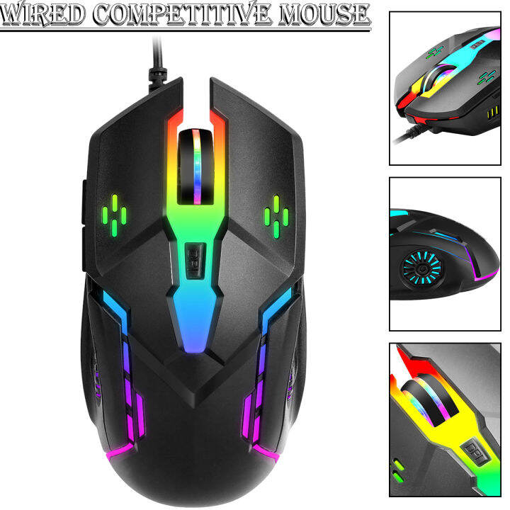 Idealhere New Wired Competitive Mouse 6-button 4-speed Variable Speed ...